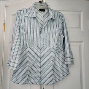 Vintage Style and Co.  3/4 sleeve blouse with button flap career wear cotton